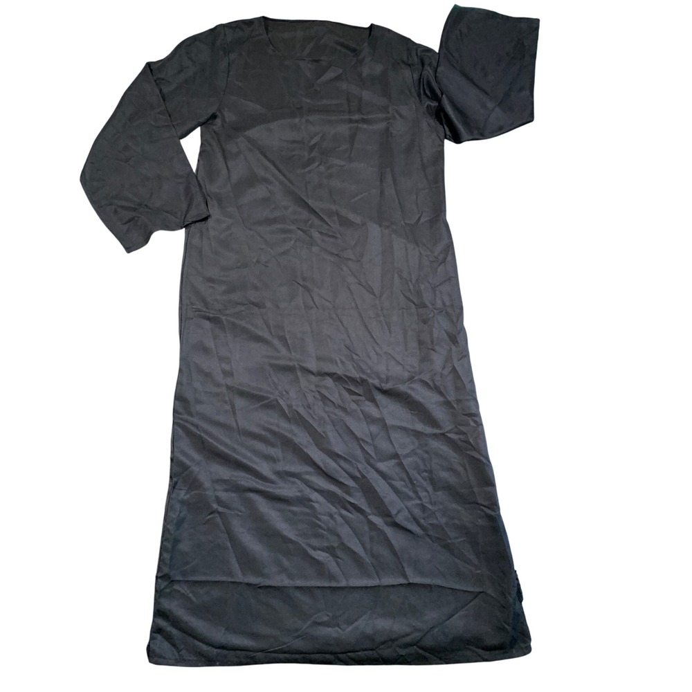 Mens Costume Robe with Hood Black Wizard Witch Cosplay Halloween Size Large Long